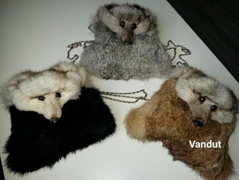 Geanta din blana naturala de vulpe noua