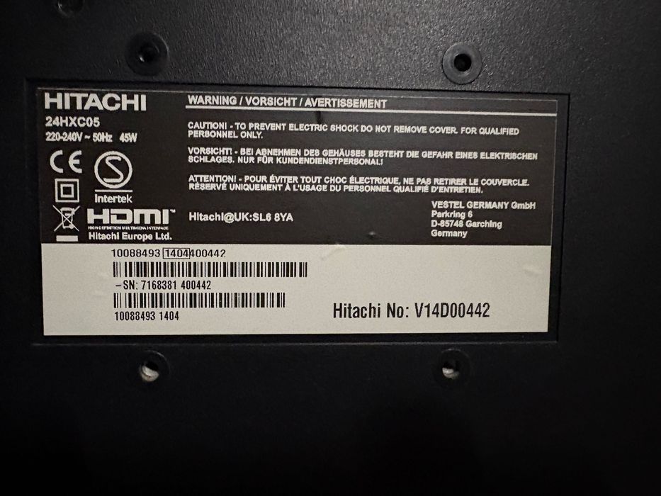 Hitachi 24" LED телевизор с дистанционно – HDMI, VGA