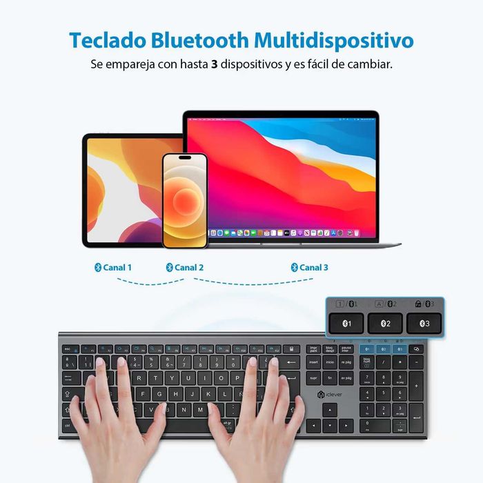 Tastatura Bluetooth Wireless, Multi-Dispozitiv, Reincarcabila, QWERTY