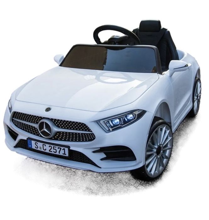 Бяла акумулаторна кола Mercedes Benz CLS350 с кожена седалка 12V
