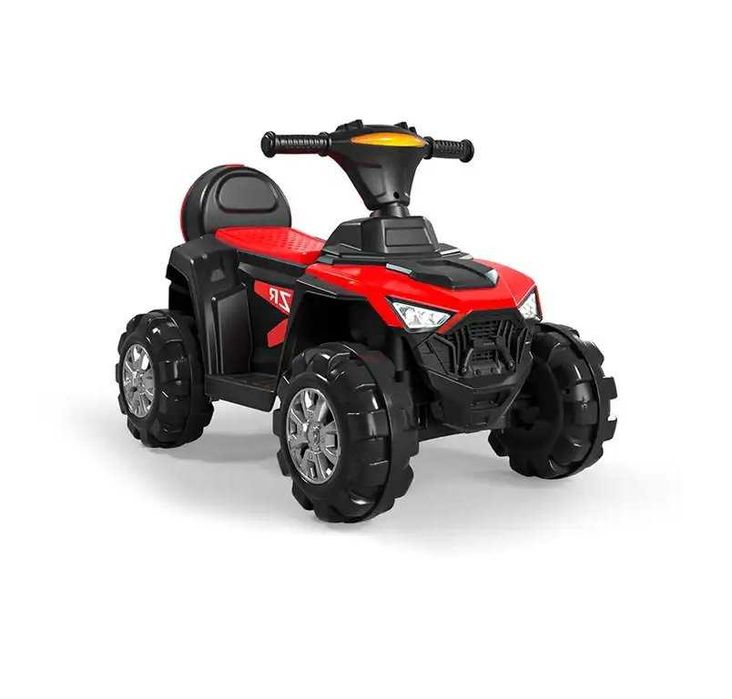 Atv electric pentru copii Nichiduta Race Red 35W cu scaun din piele, lumini, pornire la buton si suport lat pentru picioare -