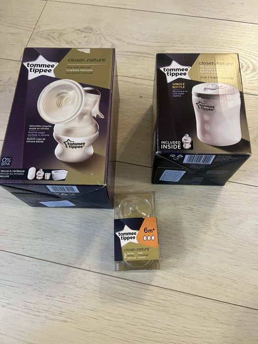 Pompa de san manuala + Sterilizator calatorie + 2 tetine Tommee tippe