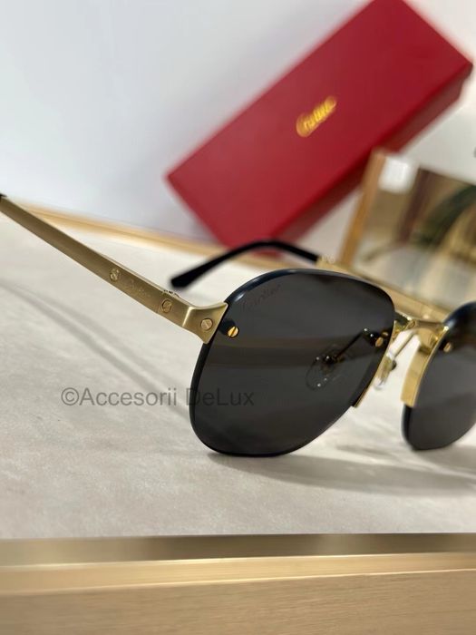 Ochelari de Soare Cartier CT0459S Square Photocrimic Lens Noi Full Box [Verificare Colet] Shiny Gold