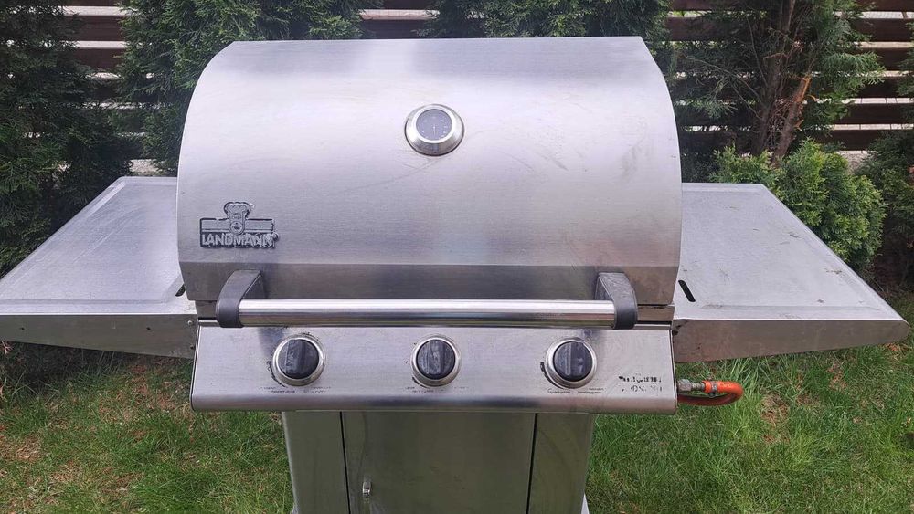Gratar gaz LANDMANN Grill Chef - 3 arzatoare- Grill + placa din FONTA