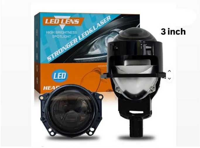 LED Лупи за вграждане 3.0 инча с универсално захващане 55W 7000LM 2 бр к-т къси и дълги