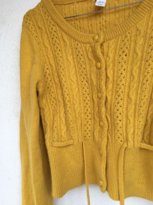 Дамска  кроп жилетка ангора 50% в цвят горчица