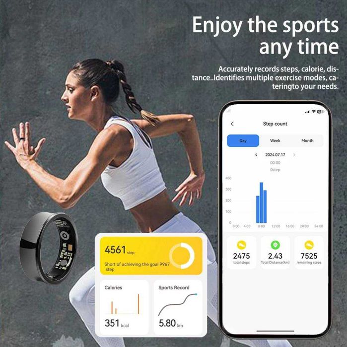 Inel inteligent VALA® Q9 PREMIUM, SmartRing, Fitness, Sport, Unisex