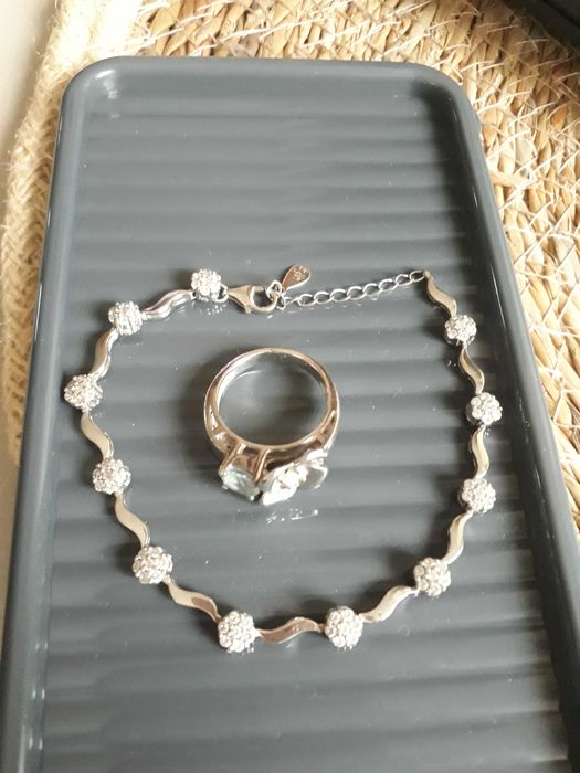 Set bratara si inel argint cu topaz si peridot