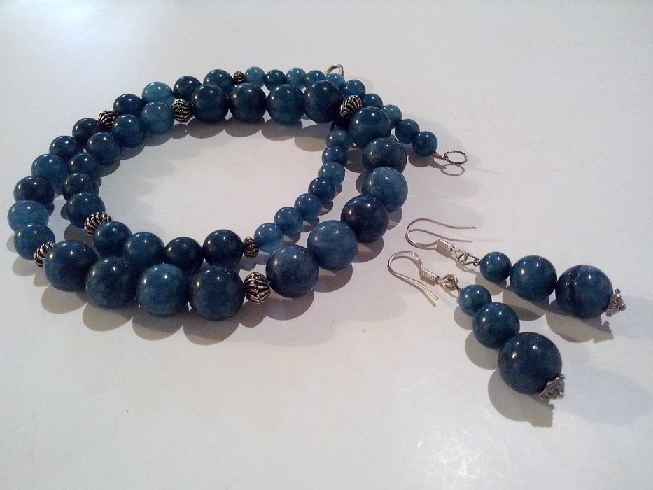 set argint si pietre naturale,apatit albastru,clasic,elegant