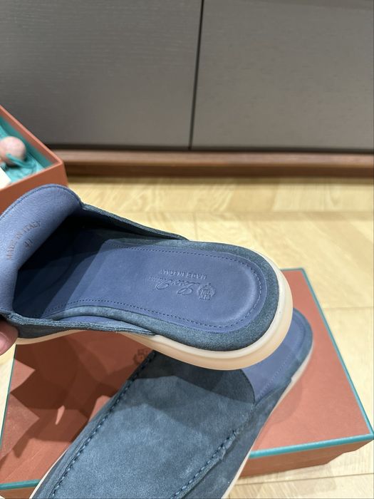 Loro Piana Summer Charms Walk Mule / Slipper - Blue Suede - №42