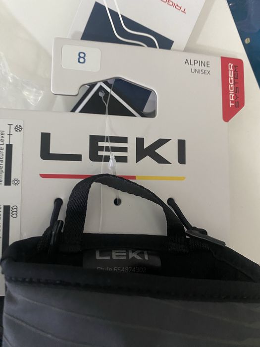 Нови ръкавици LEKI,размер M/8/,Trigger S захващане,козя кожа на дланта