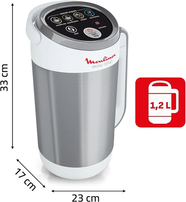 Блендер супник  Moulinex LM84 за крем супа, капацитет 1.2 л, 4 степени на скорост, 1000 W, 5 програми, сив