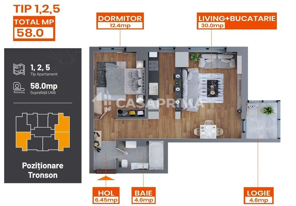 Cel mai MIC PRET din Iasi! Apartament 2 camere 58 mp, zona Lidl Dacia!