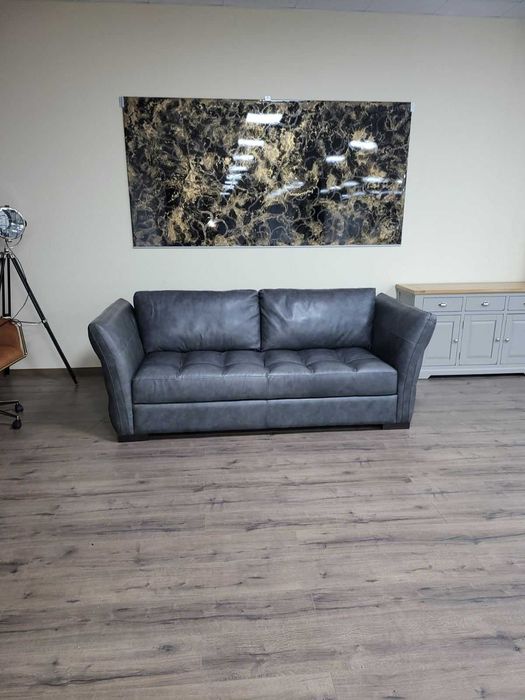 Тъмно сив кожен диван тройка "SARDINIA"