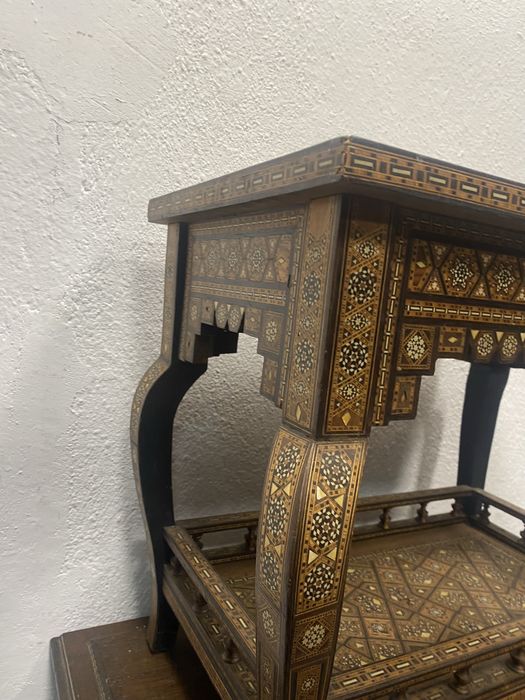 Сирия Damascus инкрустирана маса седеф мозайка 1920 помощна мадичка