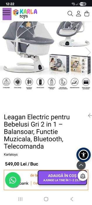 Vând leagăn electric