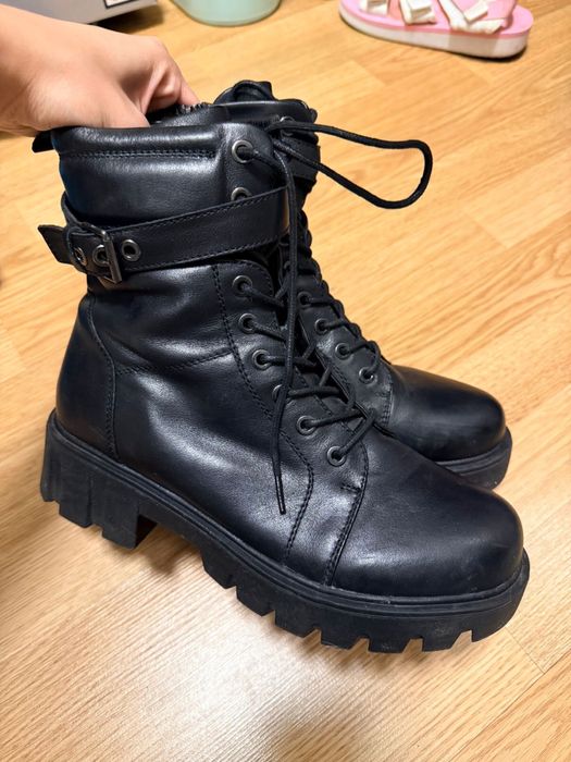 Сапоги ботинки зимние кожа шерсть