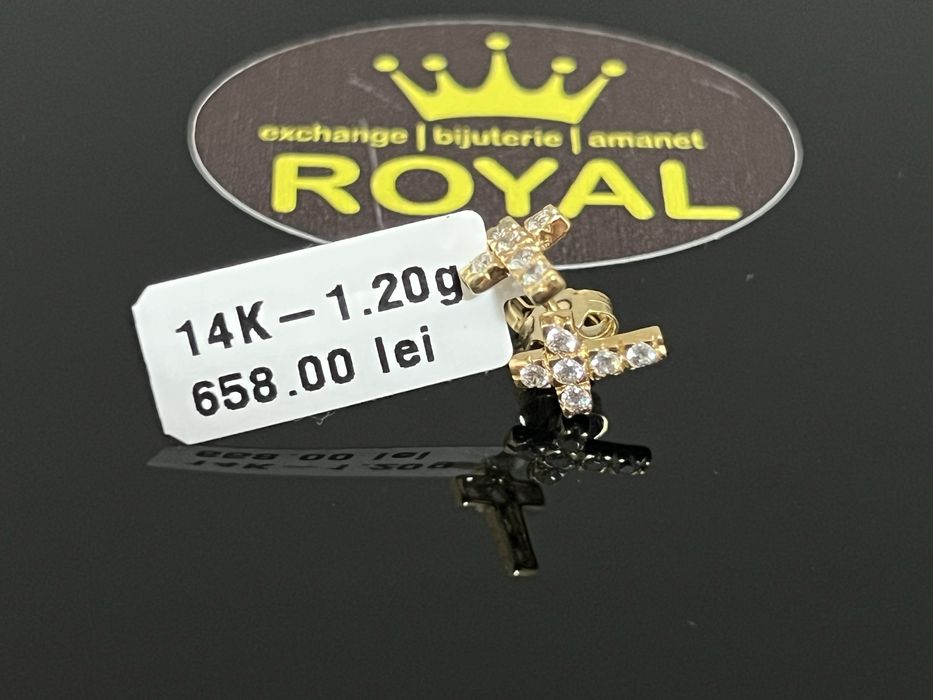 Bijuteria Royal CB : Cercei cruce aur 14K  1,20 grame