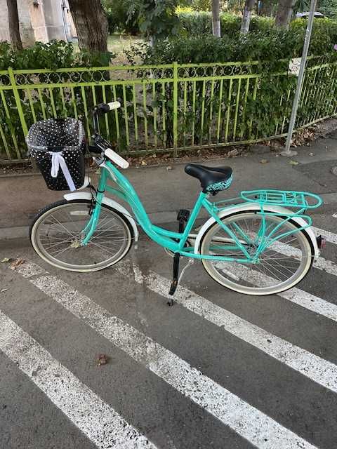 Bicicleta Kands - Dama - 3 viteze - Verde menta - Cos si far cu led