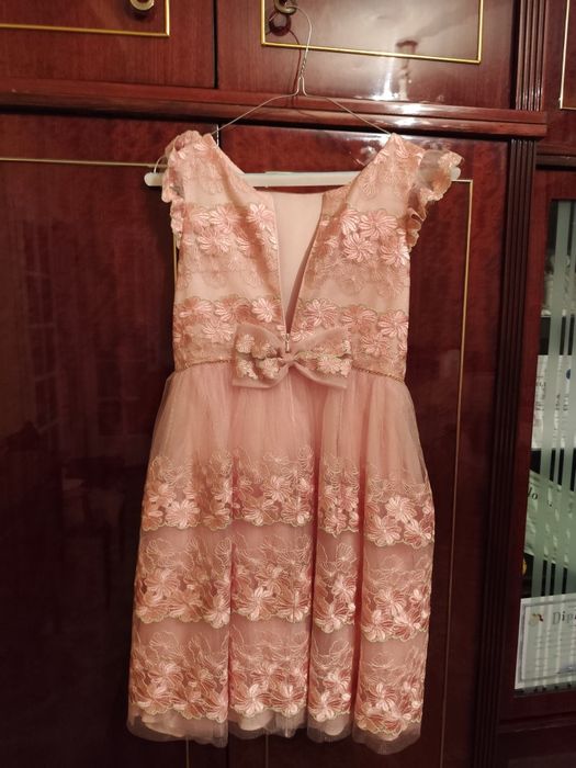 Rochie brodată rose, David Charles "Gold Label"