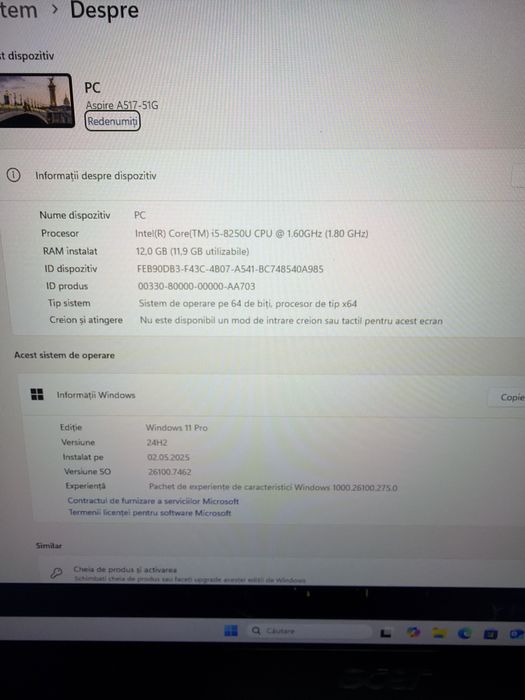 Laptop Acer i5 8gen 12g 256g nvme 500g  nVidia 2g 17 Fhd