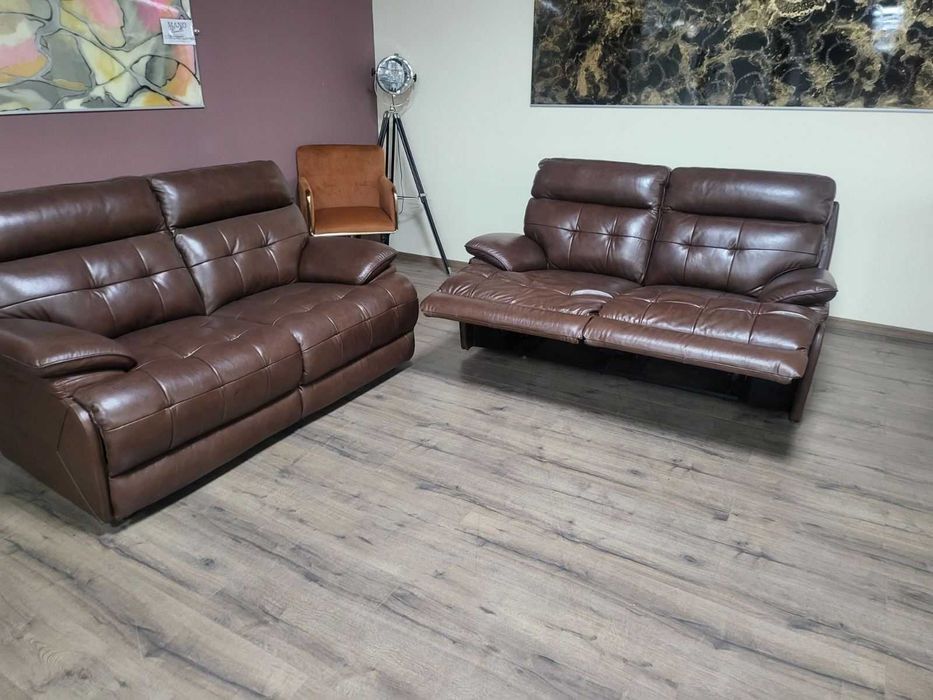 Кафяв кожен комплект дивани две двойки La-z-boy