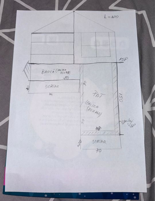 Pat copii montessori leduri cu telecomanda saltea si bancuta incluse