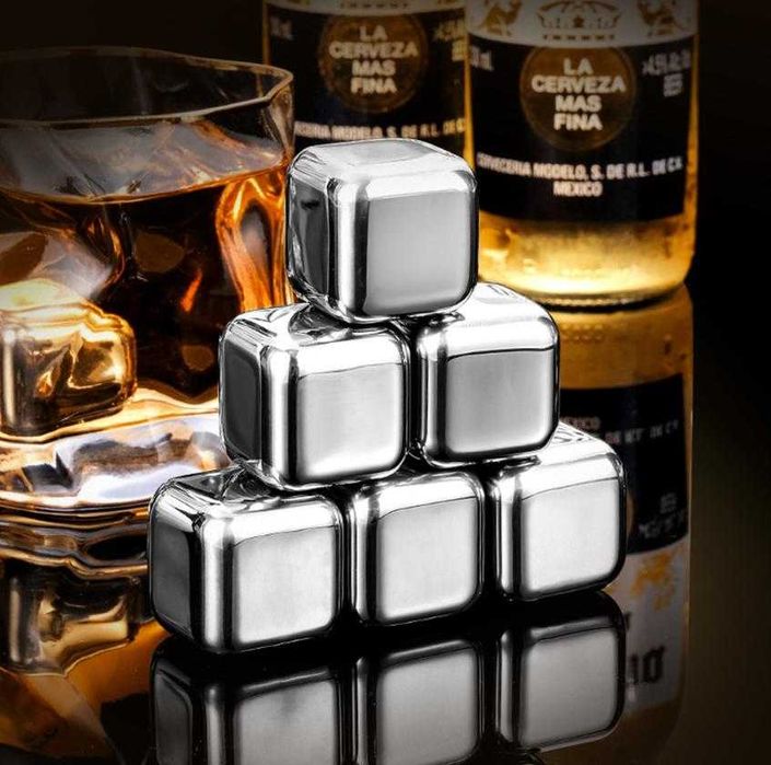 Whisky Stones Метални Ледчета Уиски Ракия Вино Коктейли Сок Охладители FoodGrade 304 SS Stainless Steel Неръждаема Стомана Безводни Охладители Напитки