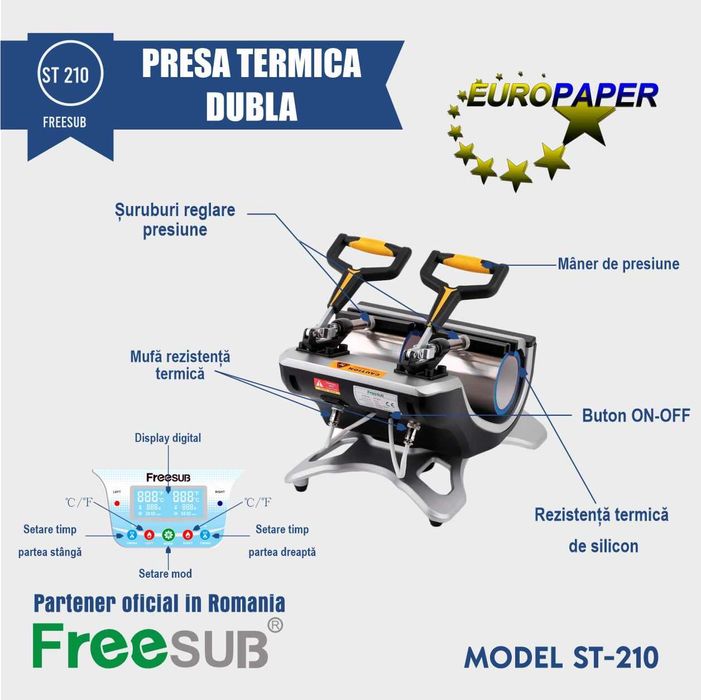 Presa Termica Dubla pentru Sublimare cani FreeSub St-210