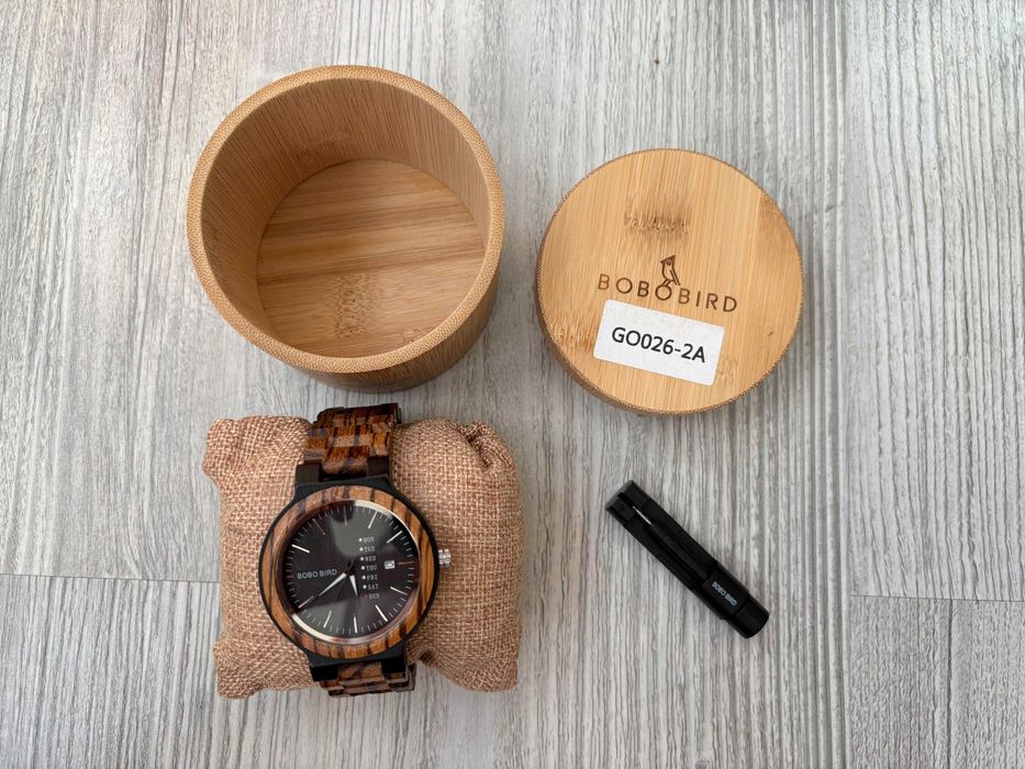 Ceas Bobo Bird - lemn, pachet complet