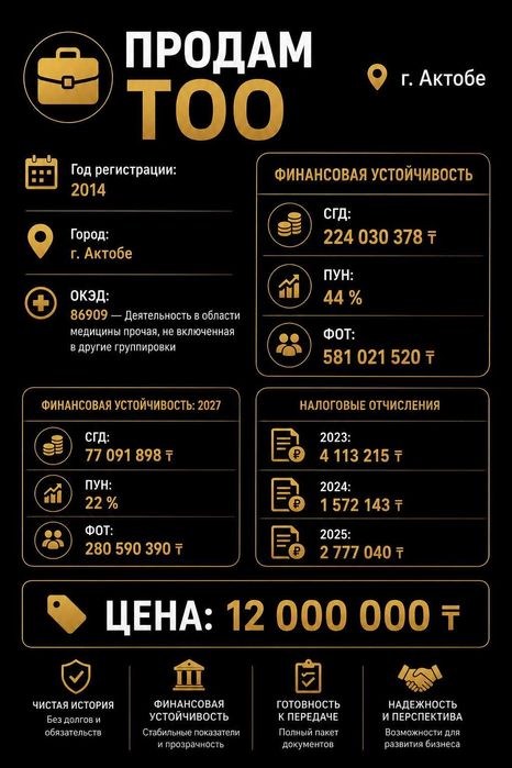 Продажа ТОО с финансовой устойчивостью