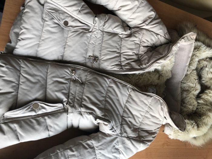 Чисто Ново красиво модерно Зимно бежово топло яке Зара