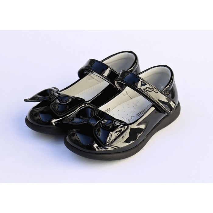 Детски черни официални лечение обувки Apawwa