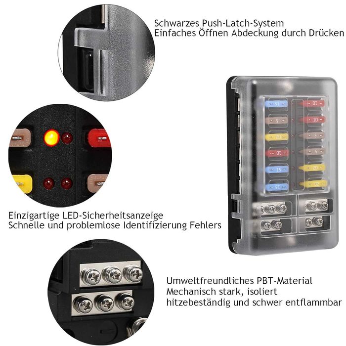 табло, държач за предпазители, бушони за автомобили, лодки