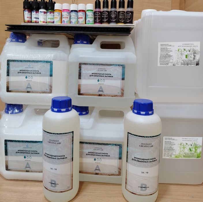 Эпоксидная арт смола для 3D работ POLISAN EPOARTи колера для арт смолы