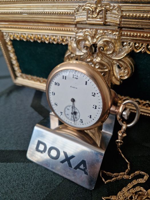 Уникален антикварен позлатен джобен часовник ELGIN