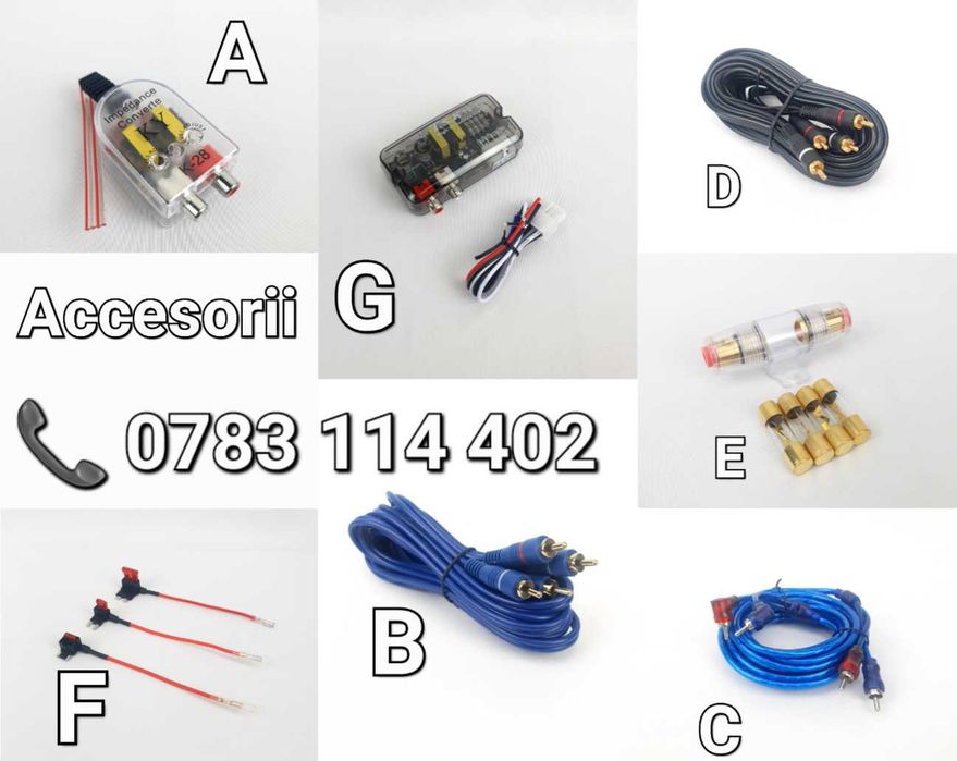 Accesorii pt de Tub Bass-Subwoofer-Filtru HI LOW-Siguranta-Cabluri RCA