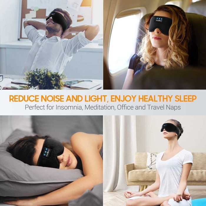 мека и комфортна маска за пътуване /безжични слушалки/ Bluetooth маска
