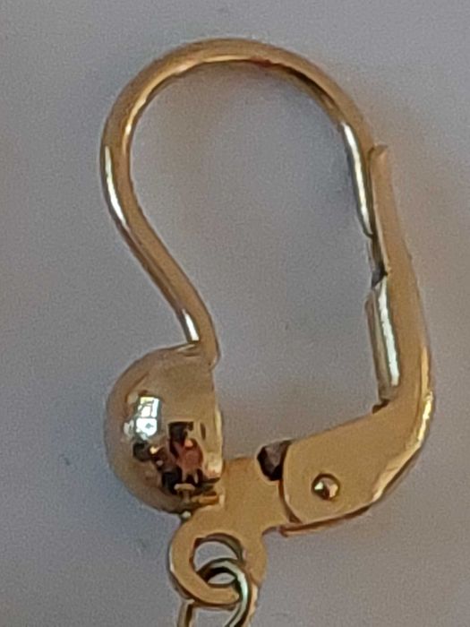 Дамски златни 18 карата обеци с перли и черни оникси;злато златен