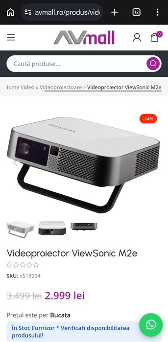Video proiector portabil Viewsonic M2e