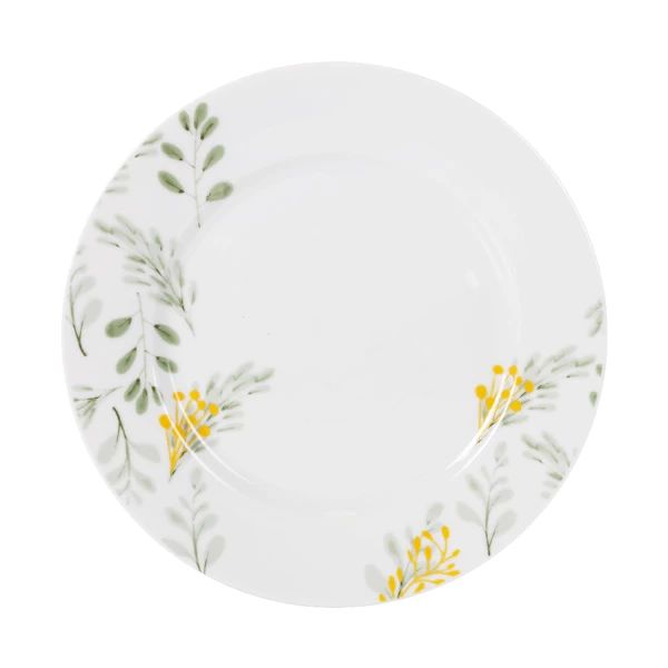 Set vesela masa Reims 18 piese, portelan decorat, rotund, Culoare Alb