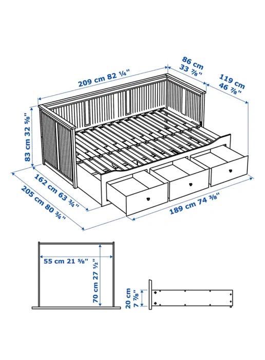 Hemnes divan gri Ikea