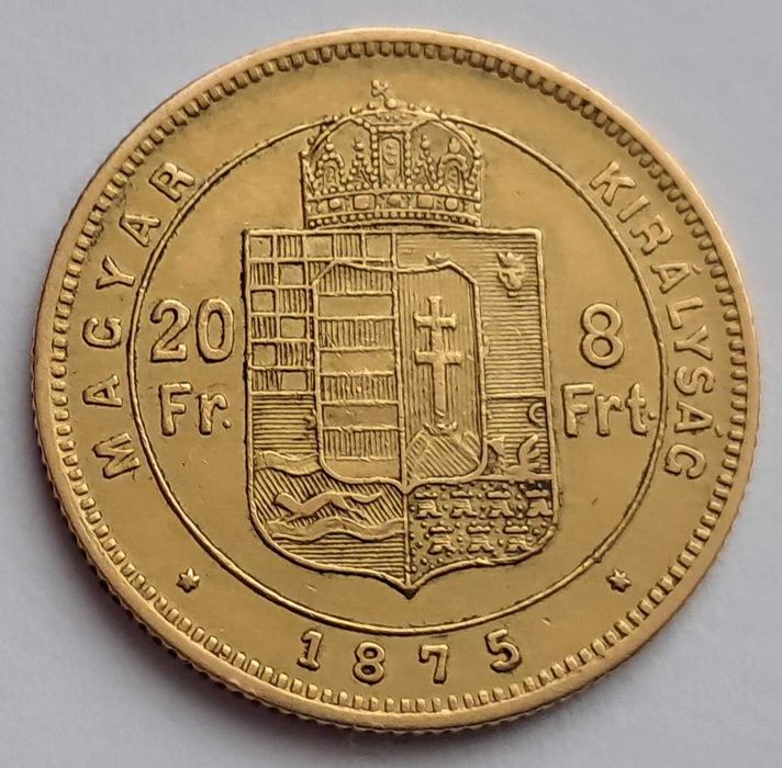 Ungaria, 20 Francs / 8 Forint  1875 - Francis Joseph I