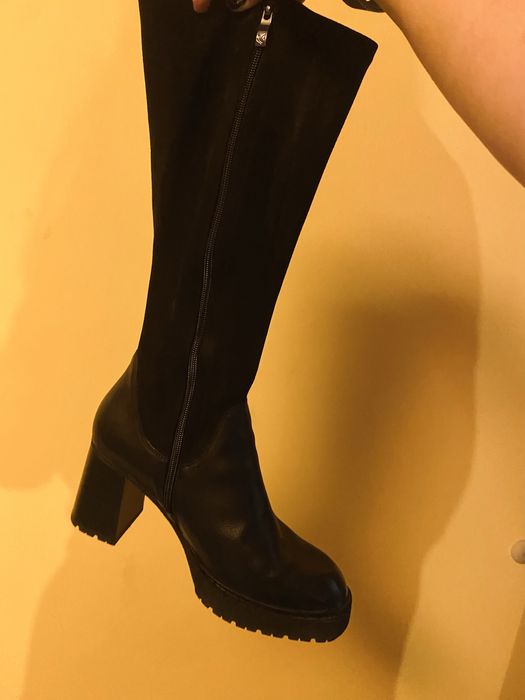 Дамски ботуши - Caprice-Естествена кожа в съчетание с еко-велур