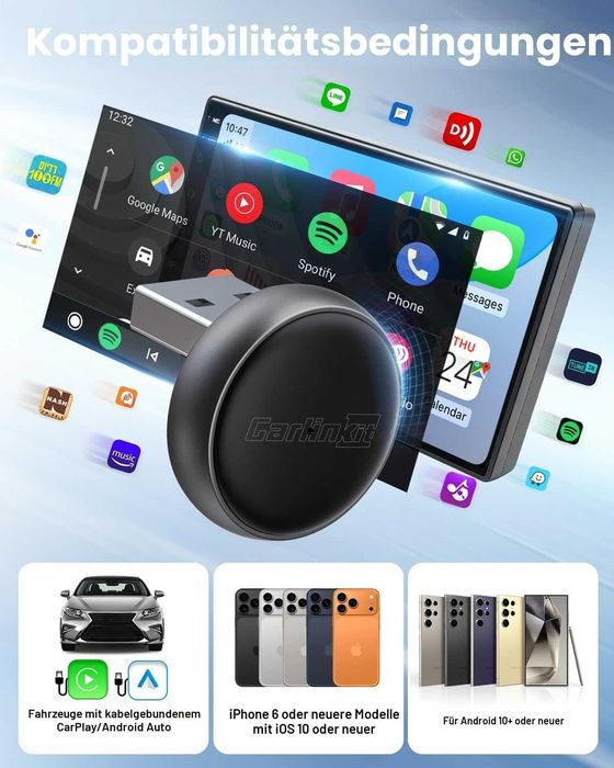 CarlinKit MINI Ultra3 безжичен CarPlay / Android Auto + подарък