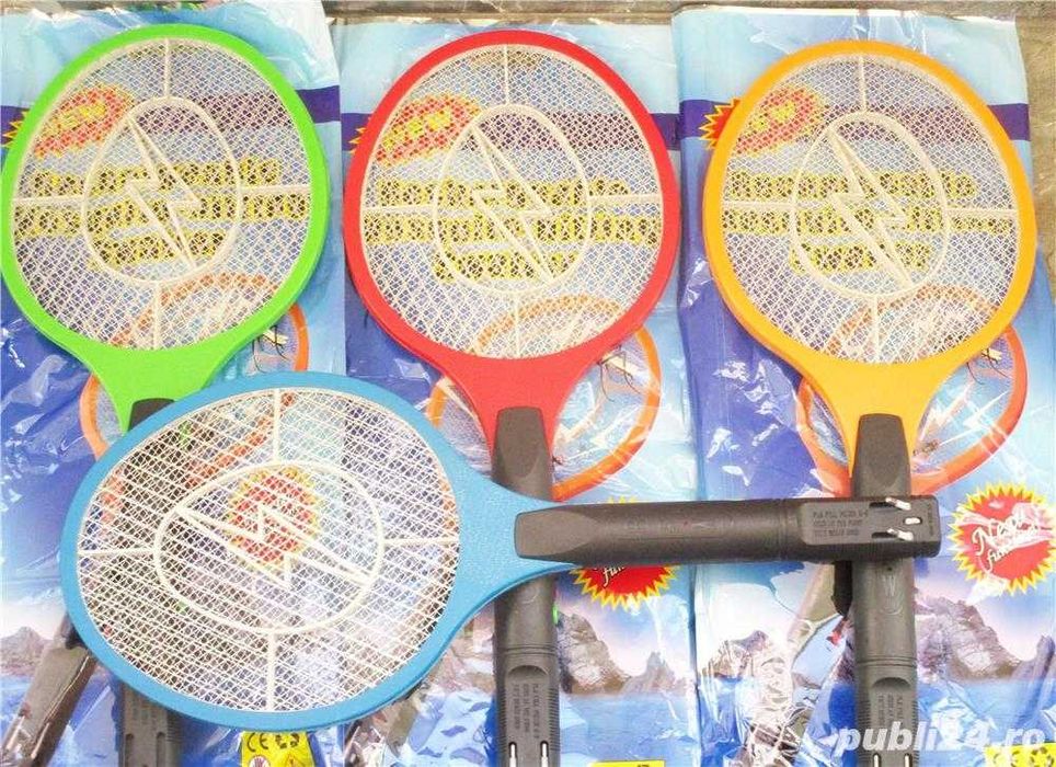 Paleta tantari muste racheta electrica cu electrosoc anti tantari capuse insecte acumulator intern priza 220V 50/20cm anti insecte.  Baldachin pat