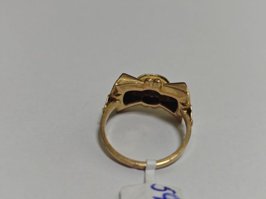 Inel vintage aur 18k 2.80gr cu 3diamante naturale (r)