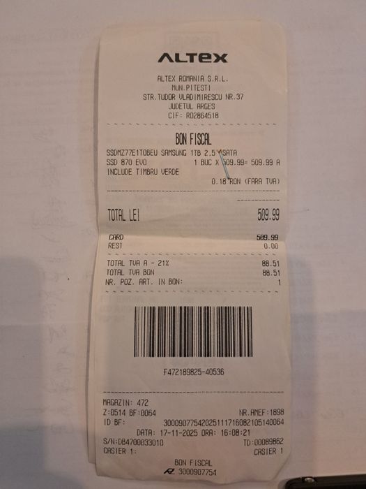 Vand SSD Samsung 1T