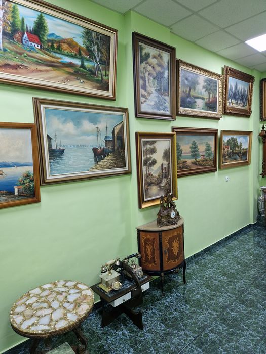 Красива антикварна белгийска картина масло върху платно