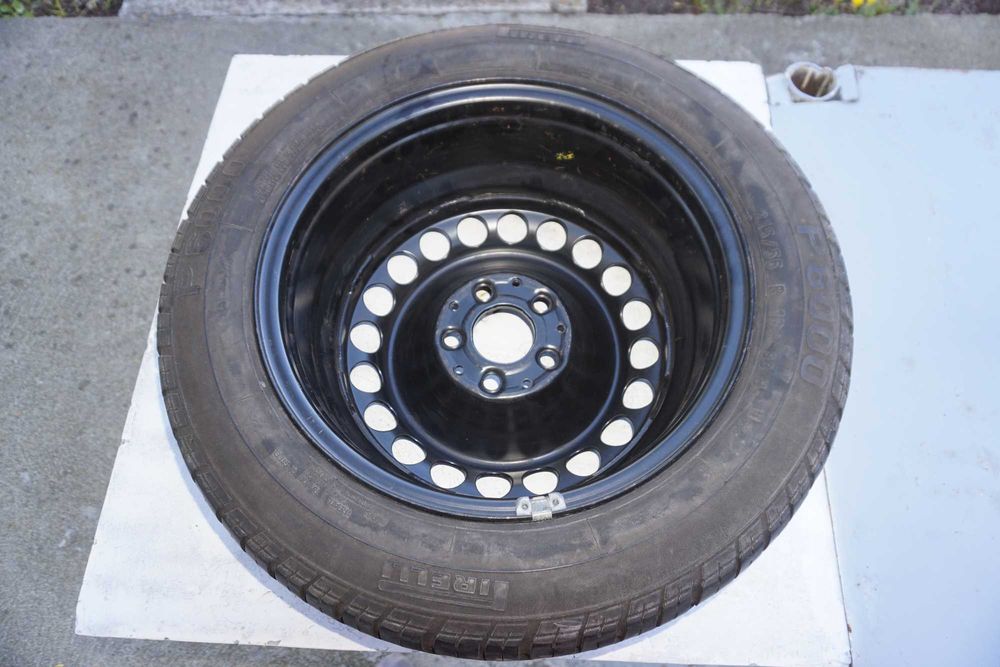 Оригинална Резервна Джанта и Оригинална Пластмасова Стойка за Mercedes W210 71/2x16H2/ET41/Гума Pirelli P6000 215/55/16/3мм Грайфер